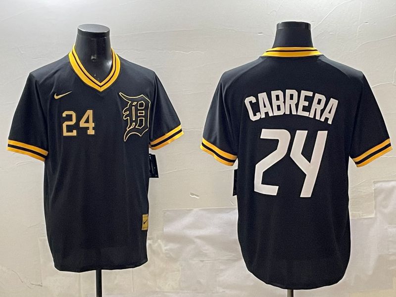 Men Detroit Tigers 24 Cabrera Black Gold Game 2025 Nike MLB Jersey style 3